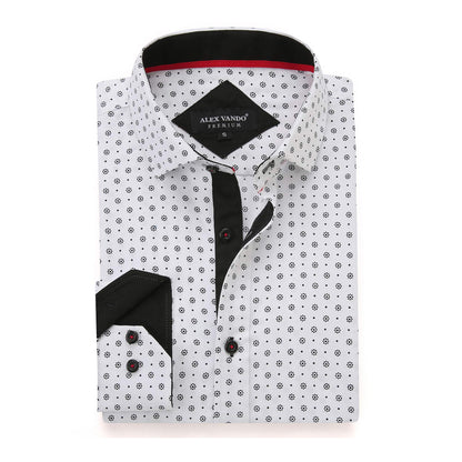 HOTAlex Vando Mens Printed Dress Shirts Regular Fit Casual Button Down Shirt | Wrinkle resistant, Machine washable, Contrast on inner collar & cuff, True-to-size cut, Business & Daily, Easy outfit pairing