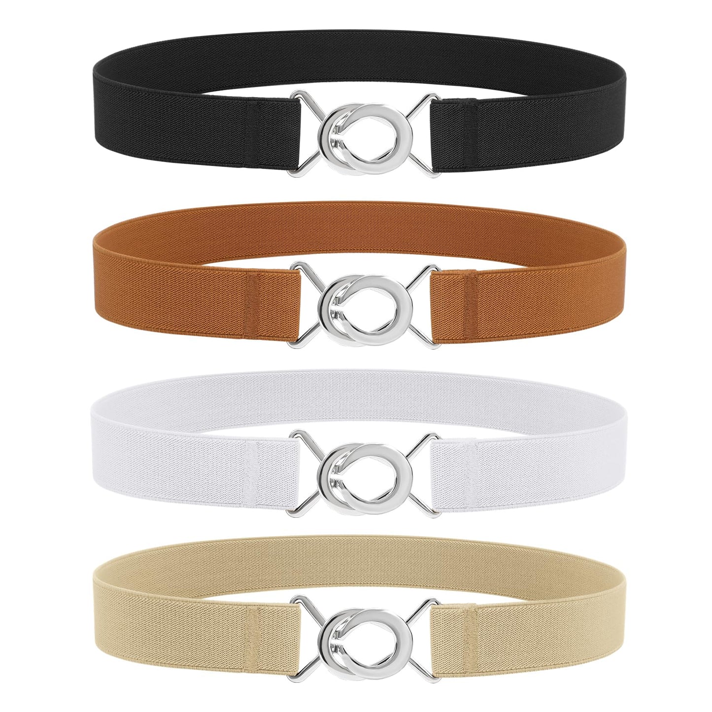 HOTWERFORU Women Skinny Elastic Waist Belt Stretchy Thin Belt for Dress Jeans