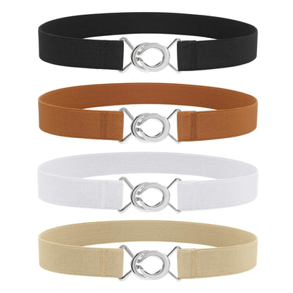HOTWERFORU Women Skinny Elastic Waist Belt Stretchy Thin Belt for Dress Jeans
