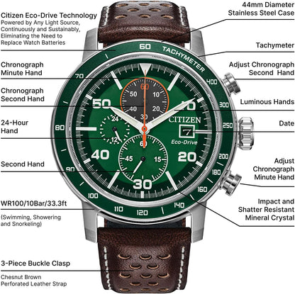 HOTCitizen Men's Eco-Drive Weekender Brycen Chronograph Watch Stainless Steel Case