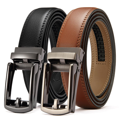 HOTCHAOREN Click Belt for Men 2 Pack - Mens Dress Belt 1 1/4" in Packing Box - Design Belt Meet Almost Any Outfit and Occasion