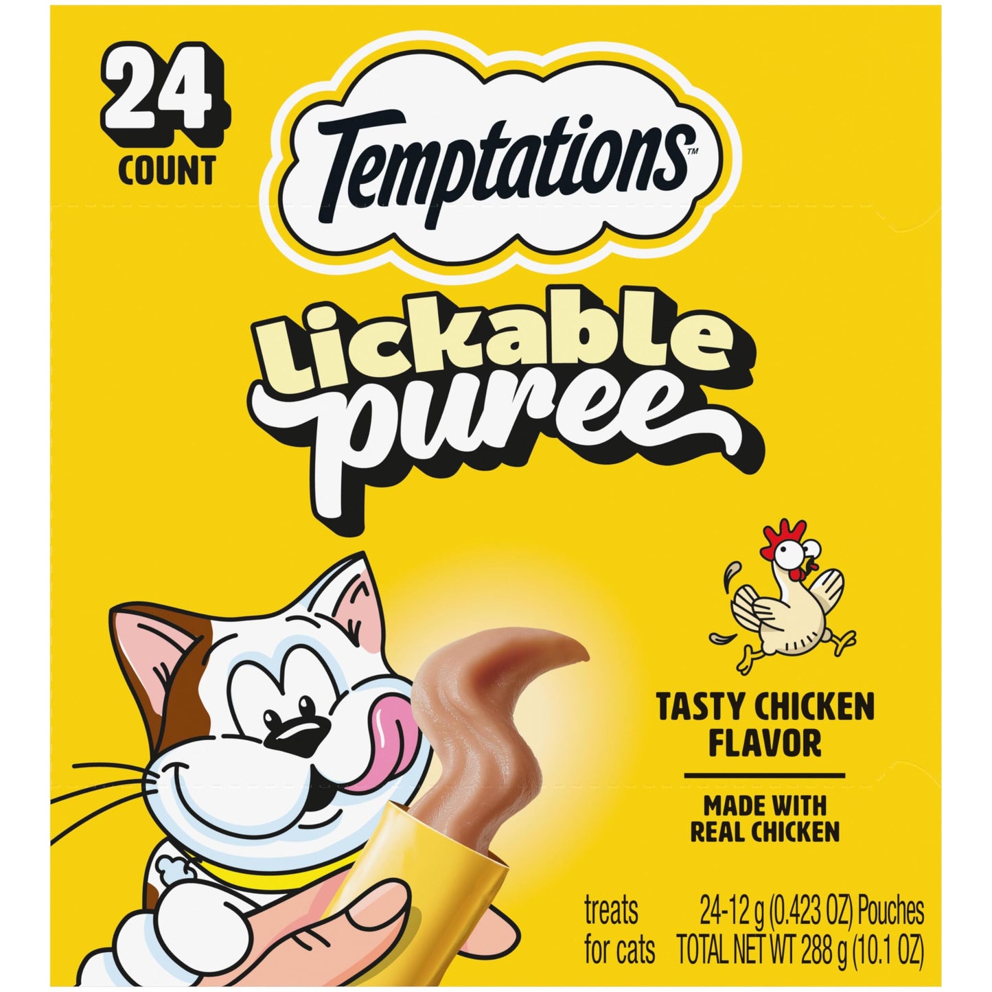 HOTTemptations Creamy Puree Cat Treats, Chicken, Salmon & Tuna, 24 Count | Under 15 calories per tube, great for senior cats, no chewing required, no added sugar, fillers, or artificial preservatives