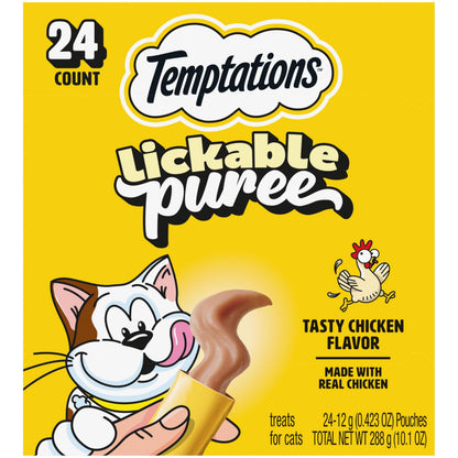 HOTTemptations Creamy Puree Cat Treats, Chicken, Salmon & Tuna, 24 Count | Under 15 calories per tube, great for senior cats, no chewing required, no added sugar, fillers, or artificial preservatives