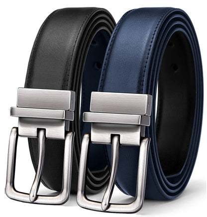 HOTBULLIANT Men's Belt,Reversible Belt Adjustable For Gift Men 1.25”-Cut For Fit-2 Sides in 1 Belt(Not 2)