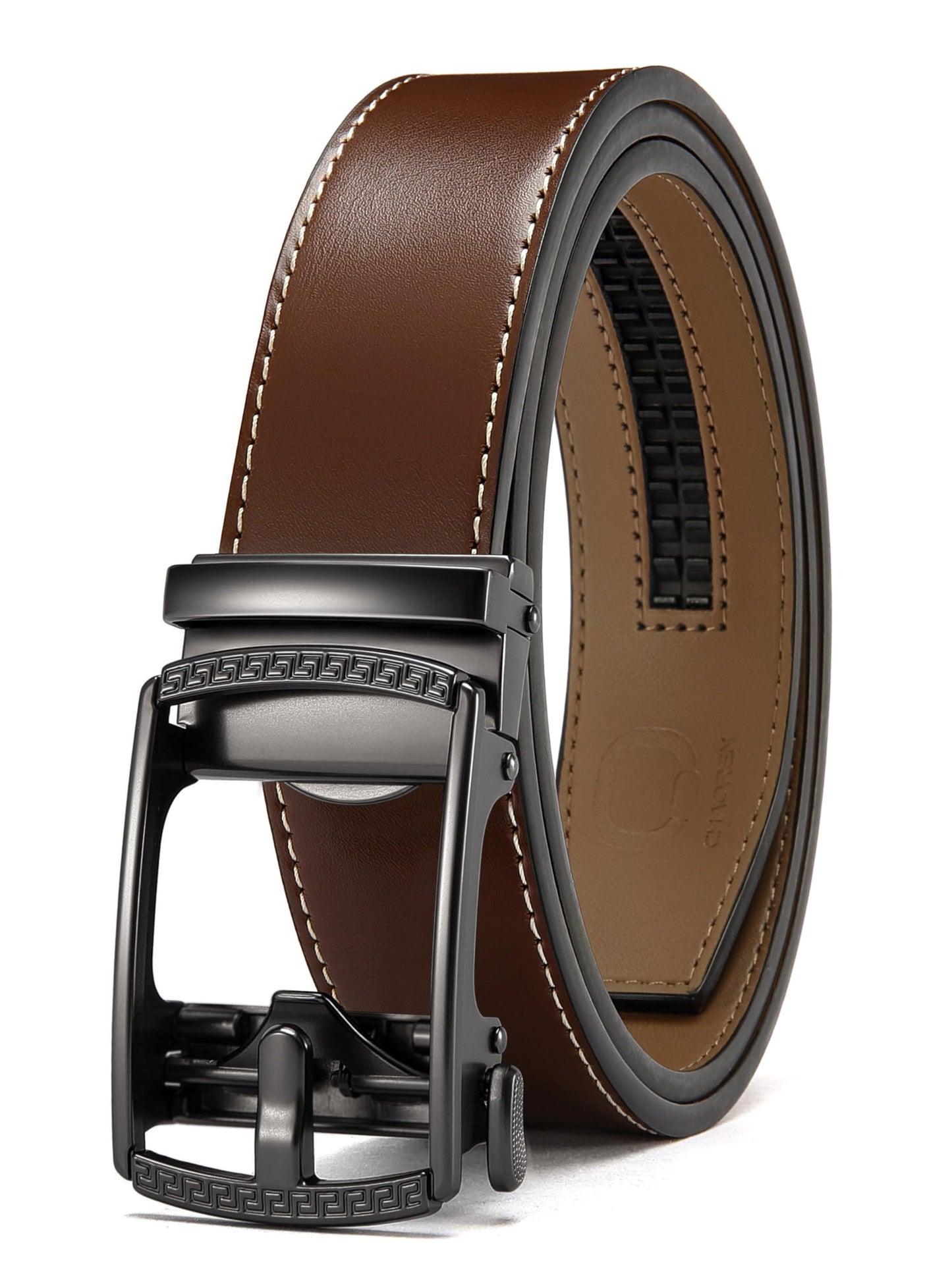 HOTCHAOREN Mens Belt Leather Ratchet Belt - Customizable Fit, Effortless Style (35mm)