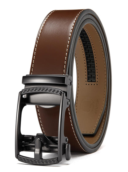 HOTCHAOREN Mens Belt Leather Ratchet Belt - Customizable Fit, Effortless Style (35mm)