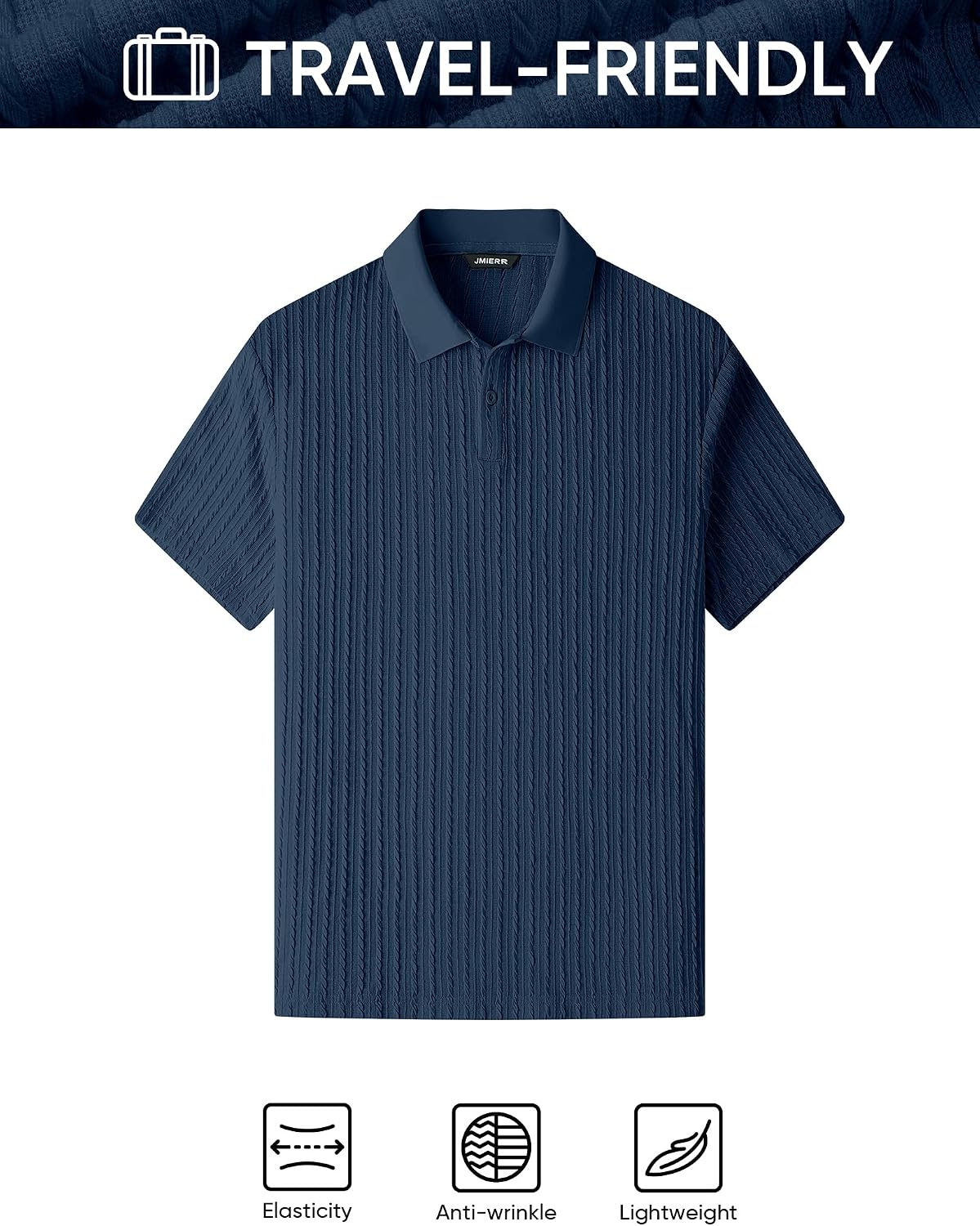 HOTJMIERR Mens Casual Polo Shirt Summer Short Sleeve Vacation Button Beach Knit Stretchy Golf Shirts