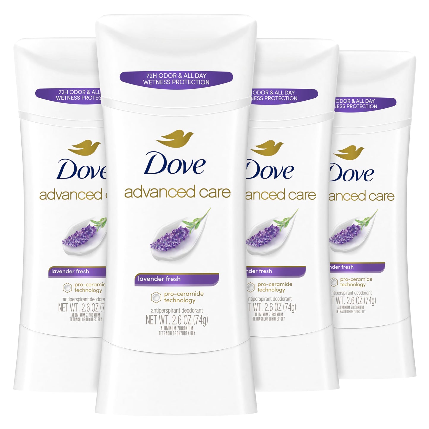 HOTDove Advanced Care Antiperspirant Caring Coconut, 2 Count Deodorant Stick for Women, for 48 Hour Protection And Soft And Comfortable Underarms, 2.6 oz