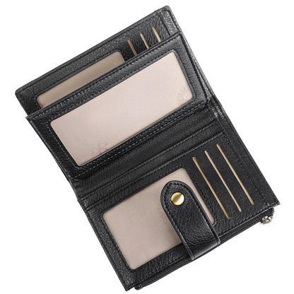 HOTFalan Mule Women's Lightweight Genuine Leather Wallet, Includes Card Holders, RFID-Blocking, Lightweight, Photo & ID Holder, Green