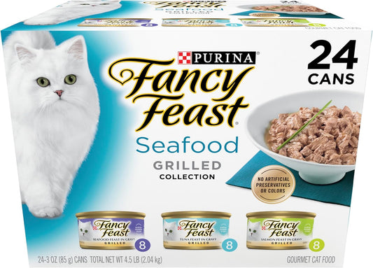 HOTPurina Fancy Feast Grilled Wet Cat Food Seafood Collection in Wet Cat Food Variety Pack - (Pack of 24) 3 oz. Cans