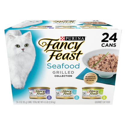 HOTPurina Fancy Feast Grilled Wet Cat Food Seafood Collection in Wet Cat Food Variety Pack - (Pack of 24) 3 oz. Cans
