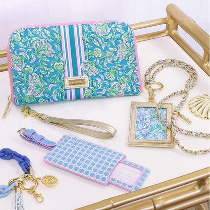 HOTLilly Pulitzer Travel Wallet Passport Holder, Chick Magnet | Vegan Leather Wristlet Wallet for Women, Travel Document Organizer with Removable Strap and Interior Organization Pockets