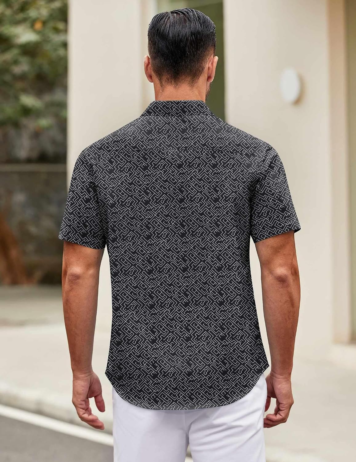 HOTCOOFANDY Mens Short Sleeve Casual Button Down Shirts Summer Untucked Dress Shirts with Pocket