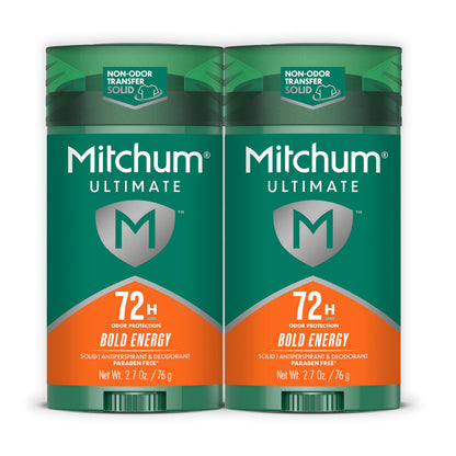 HOTMitchum Ultimate 72HR Odor Protection Men’s Antiperspirant & Deodorant, Long-Lasting Freshness, Invisible Solid, No White Residue Left on Skin, Clean Control, 2 pack