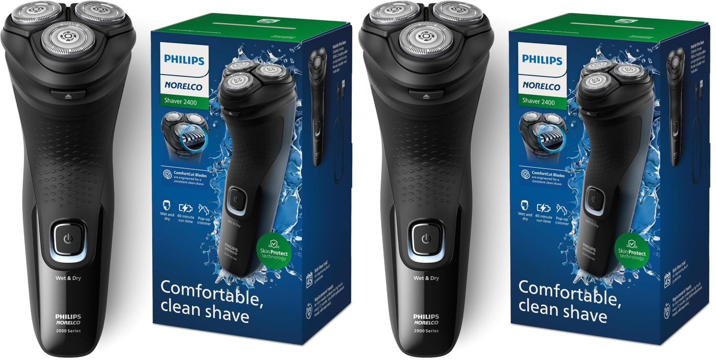 HOTPhilips Norelco Shaver 2400 Series, Wet and Dry Electric Shaver, Pop-up Trimmer, P-Cap, Deep Black, Model X3001/90