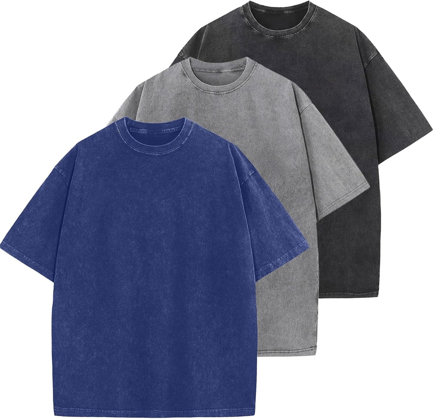 HOTMen's Cotton T-Shirts Oversized Unisex Short Sleeves Casual Loose Wash Solid Basic Tee Tops