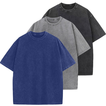 HOTMen's Cotton T-Shirts Oversized Unisex Short Sleeves Casual Loose Wash Solid Basic Tee Tops