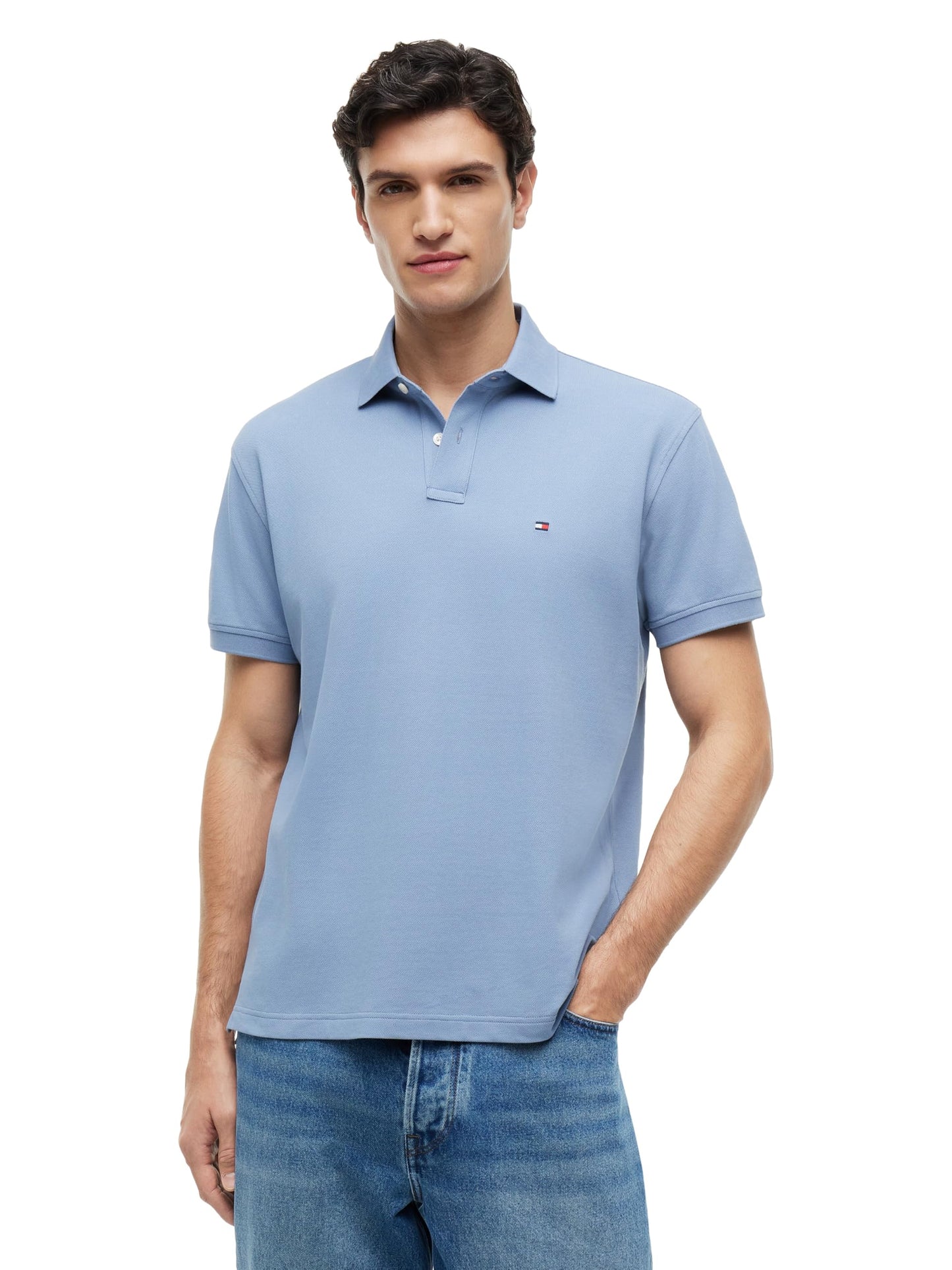 HOTTommy Hilfiger Men's Short Sleeve Polo Shirts in Classic Fit with Stretch and Organic Pique Cotton