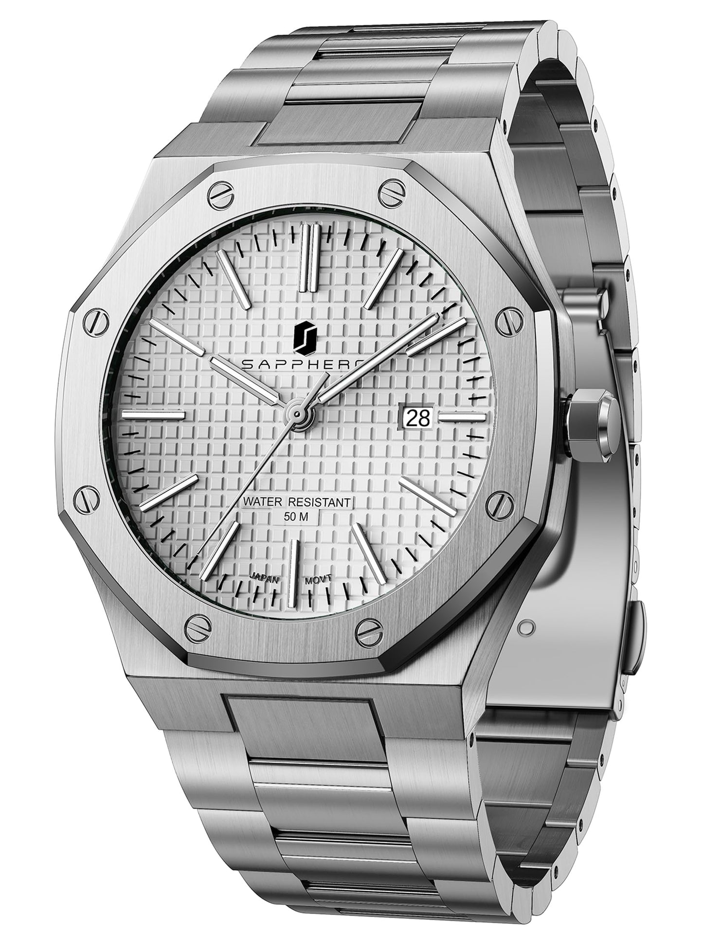 HOTSAPPHERO Mens Watches Stainless Steel Quartz Watch for Men Waterproof Date Clock Fashion Business Wristwatch Gift for Men
