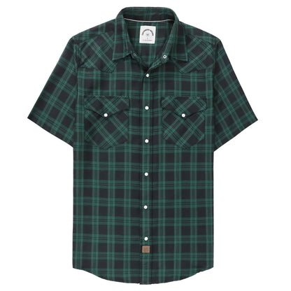 HOTDubinik® Viscose Made from Bamboo Mens Short Sleeve Shirts Plaid Shirt Western Cowboy Pearl Snap Casual Plaid Shirts for Men