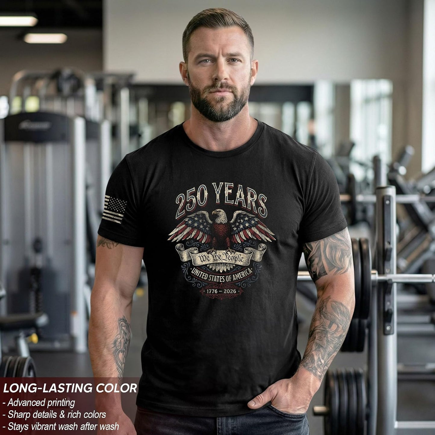 HOTPatriotic Shirts for Men, USA Eagle Graphic Shirts for Men | Mark 250 years of American spirit with these unique commemorative tees, designed for bold style and lasting comfort
