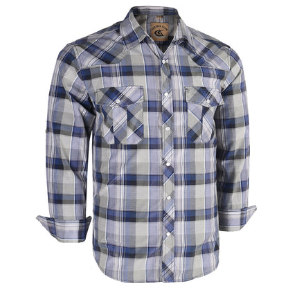 HOTCOEVALS CLUB Men's Western Pearl Snap Button Up Casual Cowboy Long Sleeve Two Pockets Work Shirts