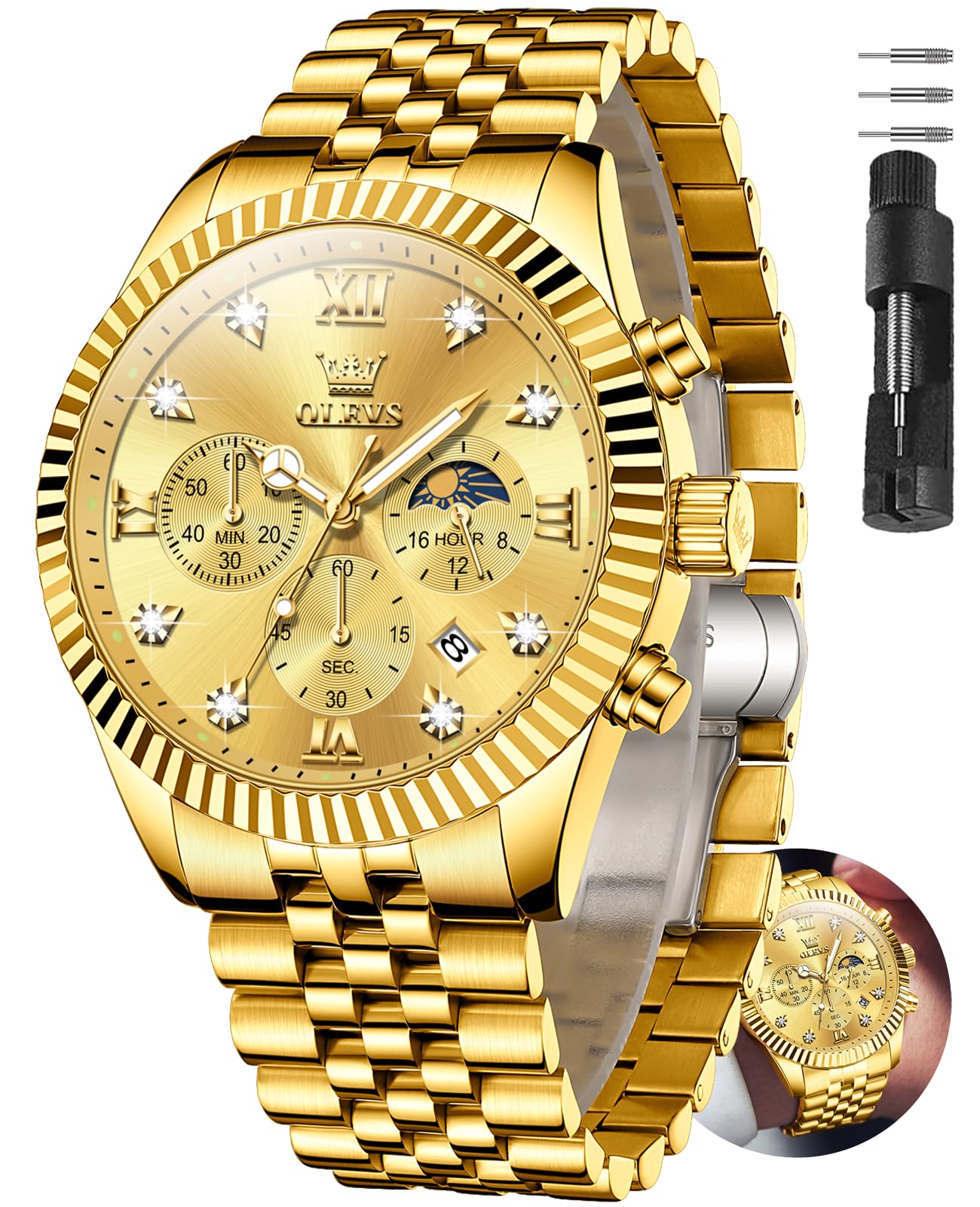 HOTOLEVS Men's Watch,Classic Silver Watches for Men, Waterproof Stainless Steel Roman Numbers Men's Watch Easy to Read