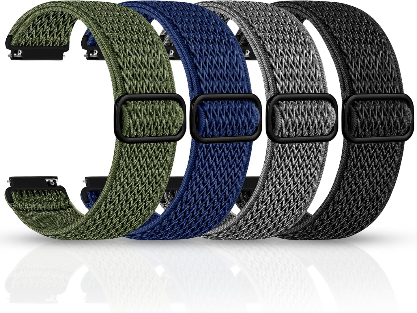 HOTEasuny 4 Pack Elastic 22mm 20mm 18mm Watch Band Compatible with Garmin Vivoactive 5/6 Watch Bands, Venu 3/4, Sport Quick Release Replacement Strap for Venu 3S/2S, Forerunner 165/265/255/55 Men Women