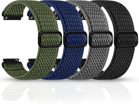 HOTEasuny 4 Pack Elastic 22mm 20mm 18mm Watch Band Compatible with Garmin Vivoactive 5/6 Watch Bands, Venu 3/4, Sport Quick Release Replacement Strap for Venu 3S/2S, Forerunner 165/265/255/55 Men Women