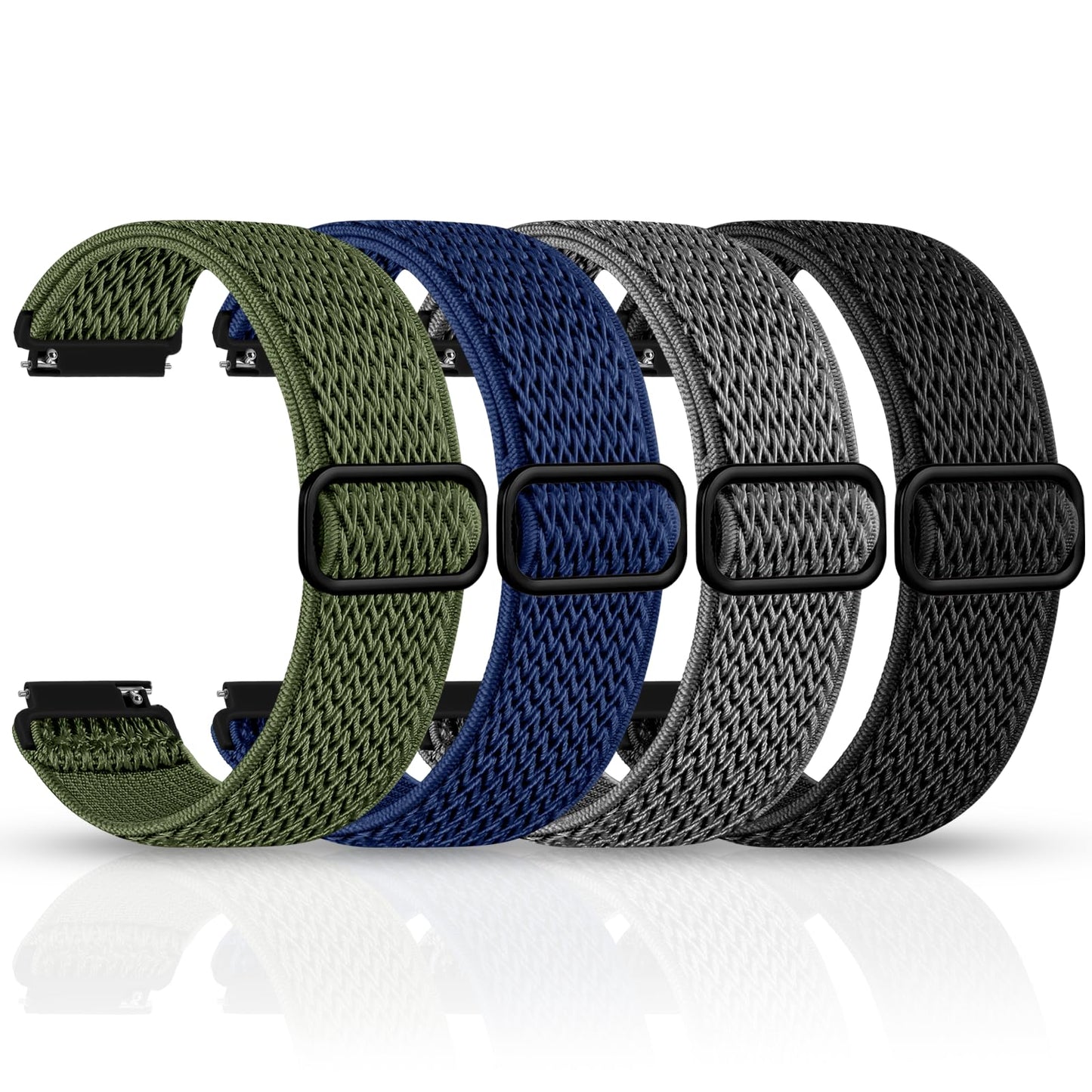 HOTEasuny 4 Pack Elastic 22mm 20mm 18mm Watch Band Compatible with Garmin Vivoactive 5/6 Watch Bands, Venu 3/4, Sport Quick Release Replacement Strap for Venu 3S/2S, Forerunner 165/265/255/55 Men Women