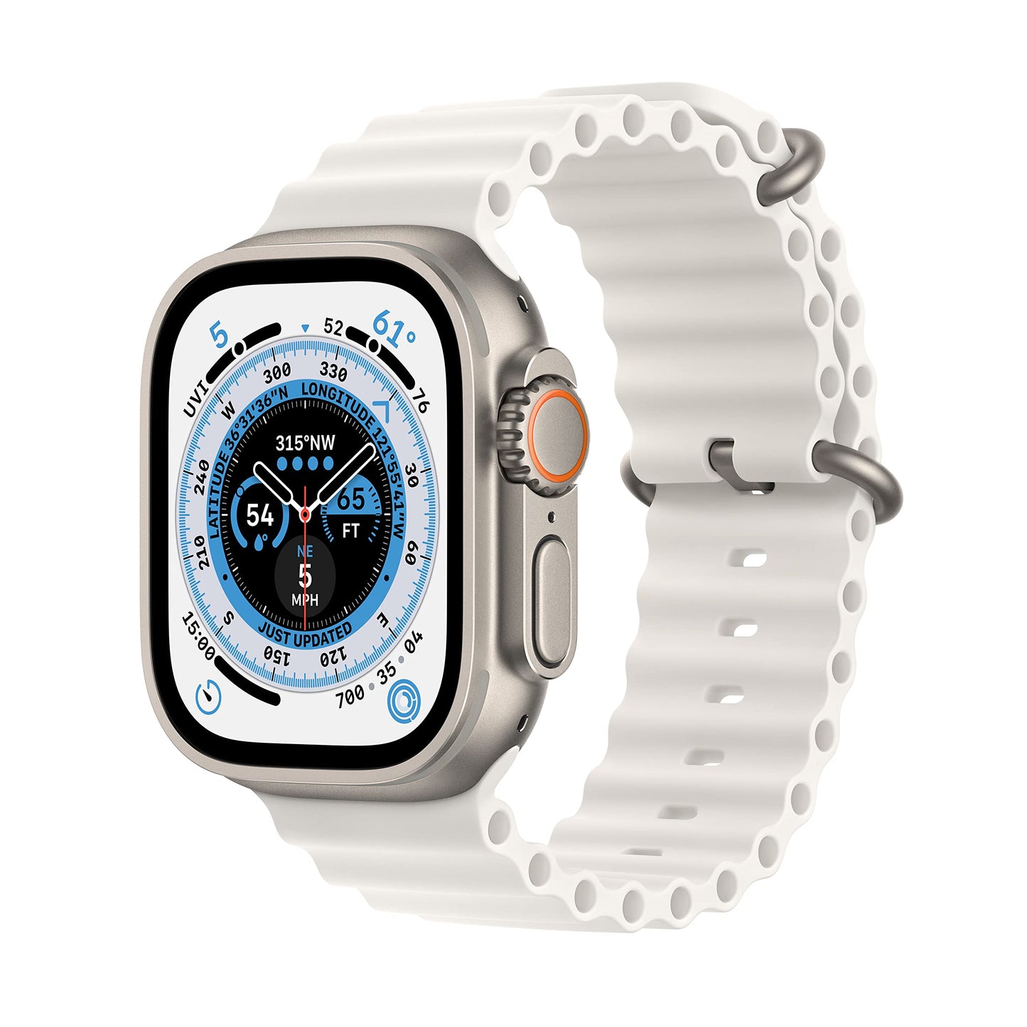 HOTApple Watch Ultra [GPS + Cellular 49mm] Titanium Case with White Ocean Band, One Size (Renewed)