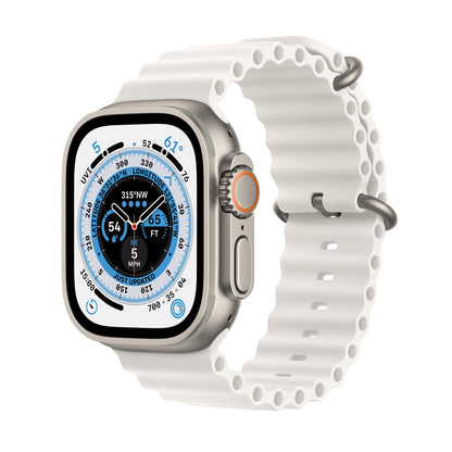 HOTApple Watch Ultra [GPS + Cellular 49mm] Titanium Case with White Ocean Band, One Size (Renewed)