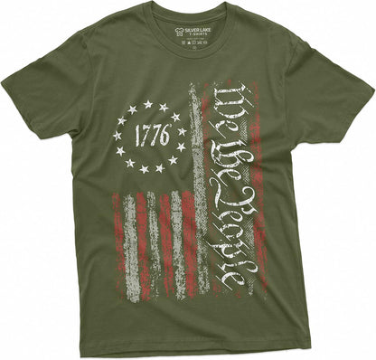 HOTWe The People Tee Shirt 1776 Independence Day 4th of July USA Graphic Flag Print T-Shirt
