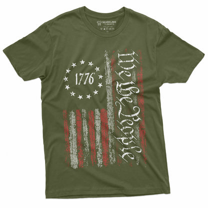 HOTWe The People Tee Shirt 1776 Independence Day 4th of July USA Graphic Flag Print T-Shirt