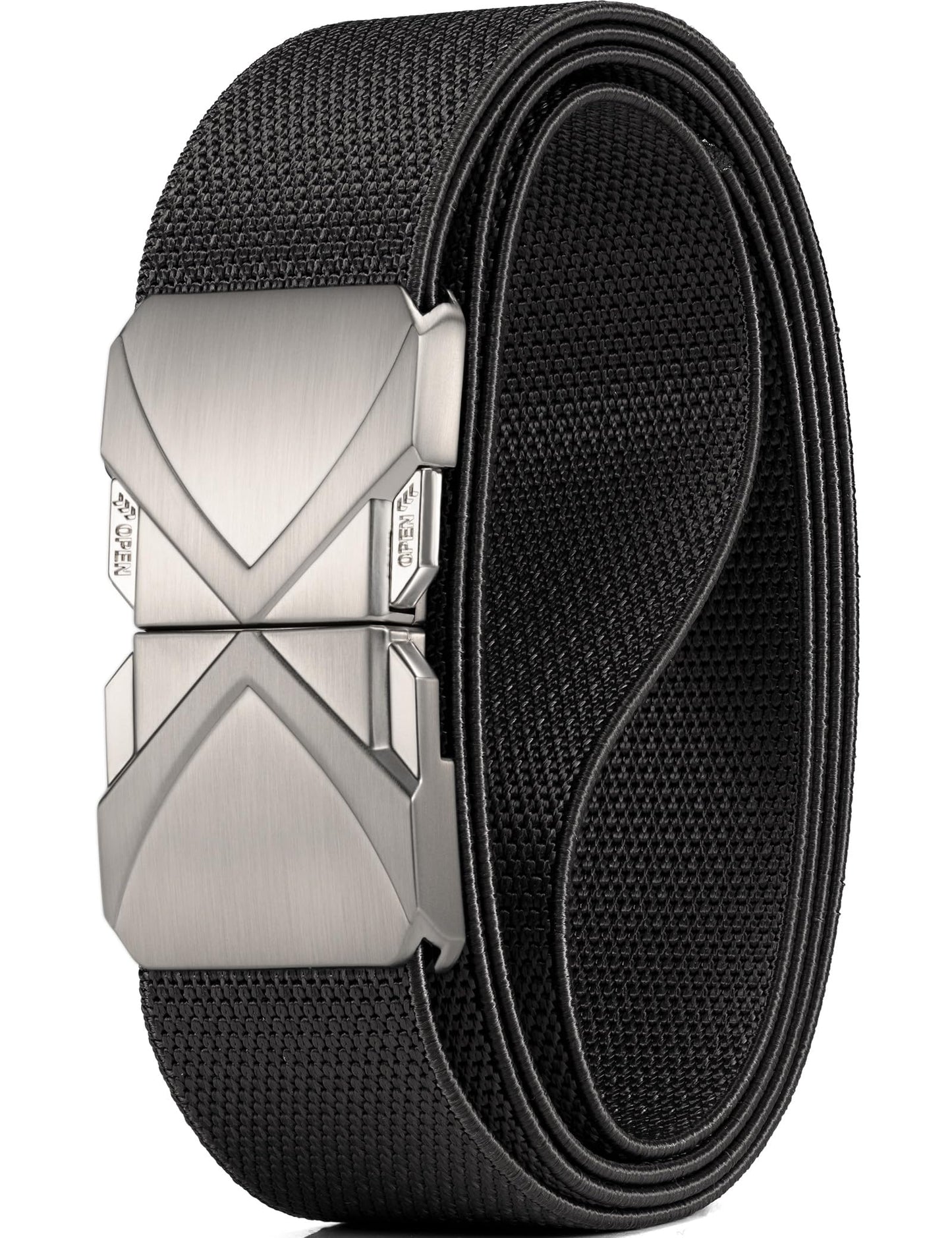 HOTGEIT Stretch Nylon Belt,1 3/8" Elastic Belt with Quick Release Buckle | Invisible Web Belt for Hiking Casual Tactical