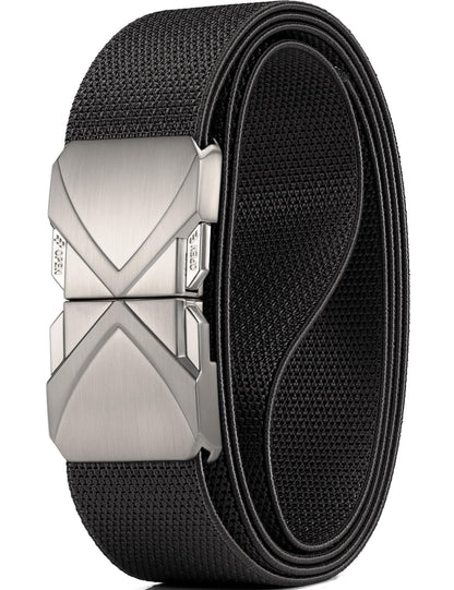 HOTGEIT Stretch Nylon Belt,1 3/8" Elastic Belt with Quick Release Buckle | Invisible Web Belt for Hiking Casual Tactical