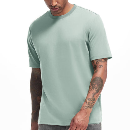 HOTVEIISAR Men's Heavy Weight Crew Neck T-Shirt Mens Premium Cotton Tee - Pre Shrunk S-3XL