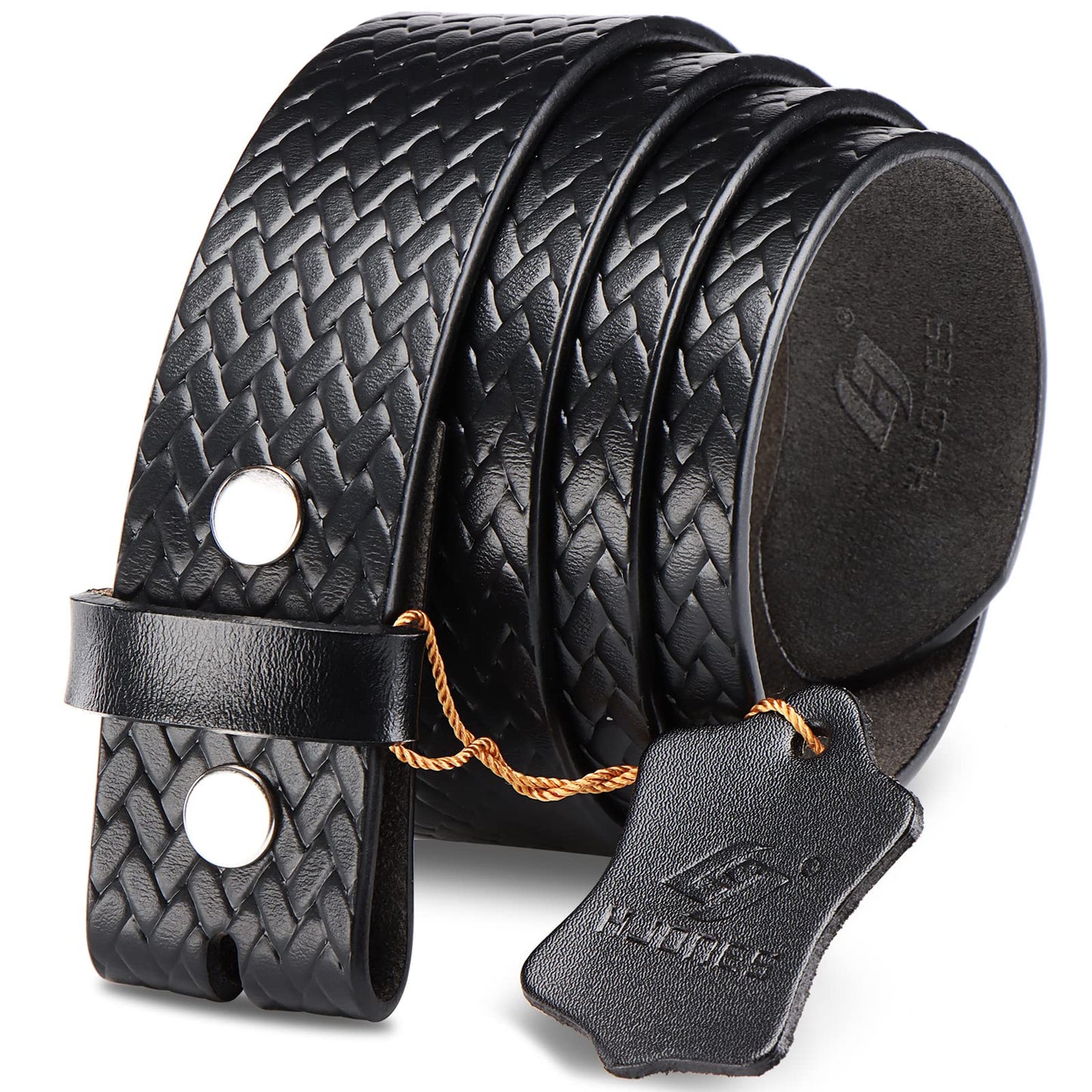 HOTHJones Western Belts for Men without Buckle,Cowboy Belt Buckles for Men,1.5" Wide Genuine Leather Belt No Buckle
