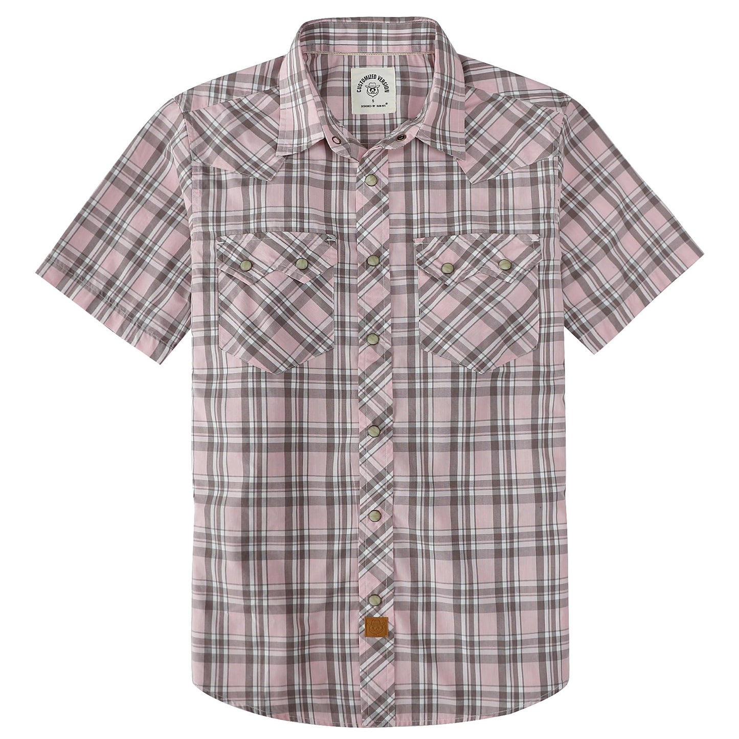 HOTDubinik® Pearl Snap Western Shirts for Men Short Sleeve Cowboy Men's Casual Shirt with 2 Sawtooth Pocket Vintage