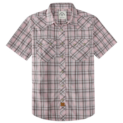 HOTDubinik® Pearl Snap Western Shirts for Men Short Sleeve Cowboy Men's Casual Shirt with 2 Sawtooth Pocket Vintage