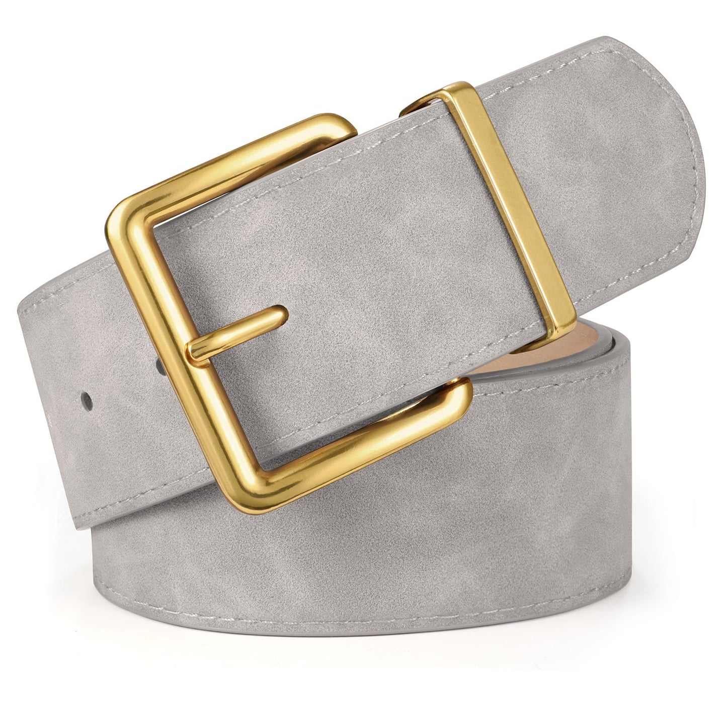 HOTXZQTIVE Women Wide Chunky Belt for Dresses Fashion Thick Suede Belt with Gold Buckle