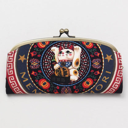 HOT[倭物や Kaya] Long Wallet (collabolation with Tamao Shigemune) / Japanese Pattern,Japanese Modern 7JNP3323 Good Luck Cat