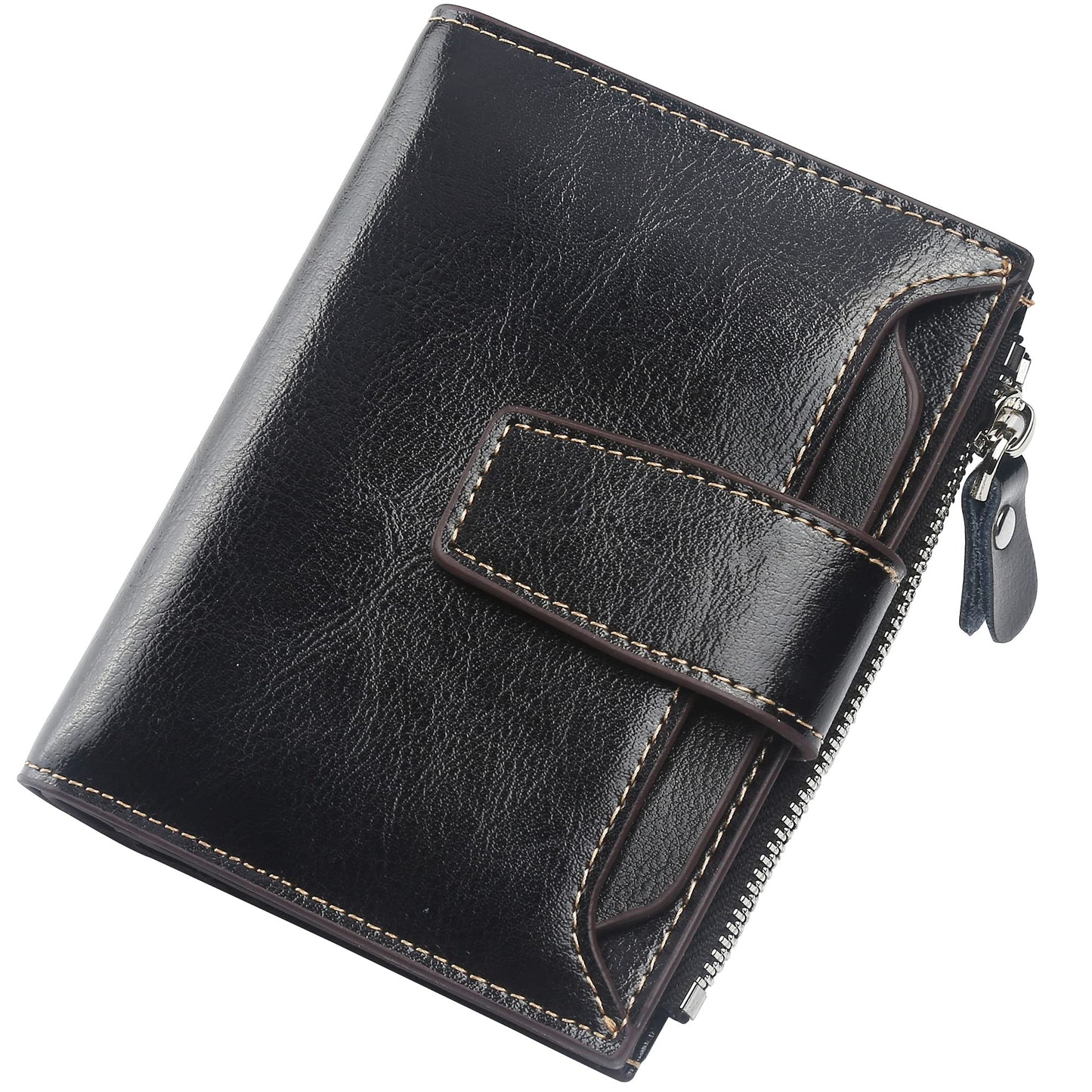 HOTLavemi Small Compact Women Wallet RFID Blocking Genuine Leather Bifold Purse with ID Windows