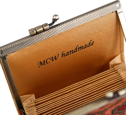 HOTAngelina's Palace Carpet Wallet Vintage Kiss Lock ID Pouch,Clasp Card Holder