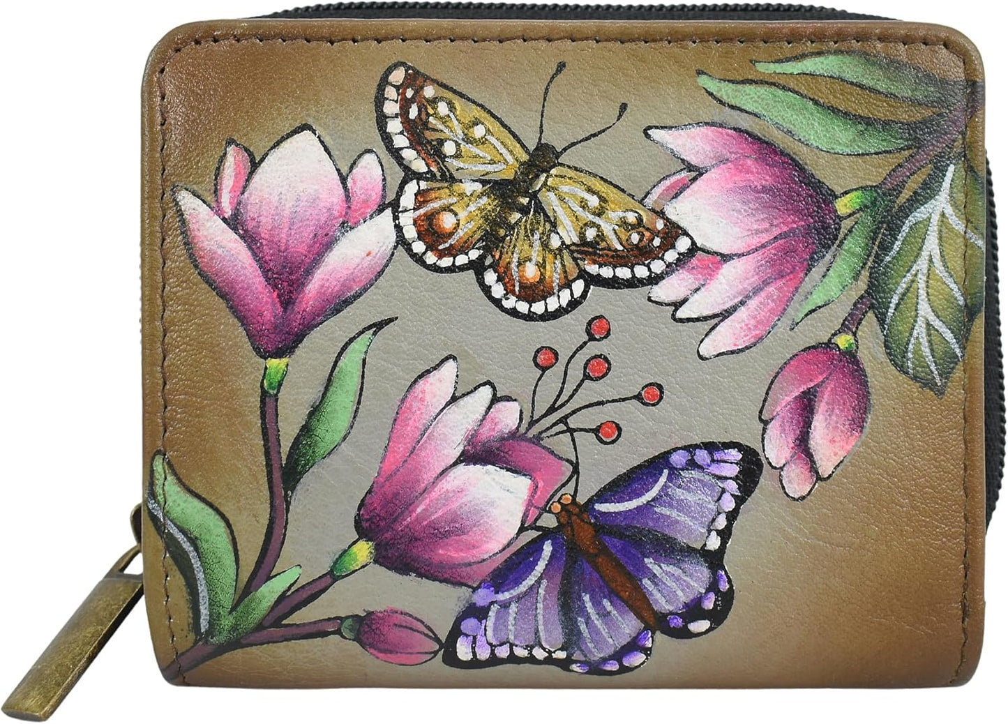 HOTAnna by Anuschka Women’s Hand-Painted Original Leather RFID Double Compartment Wallet