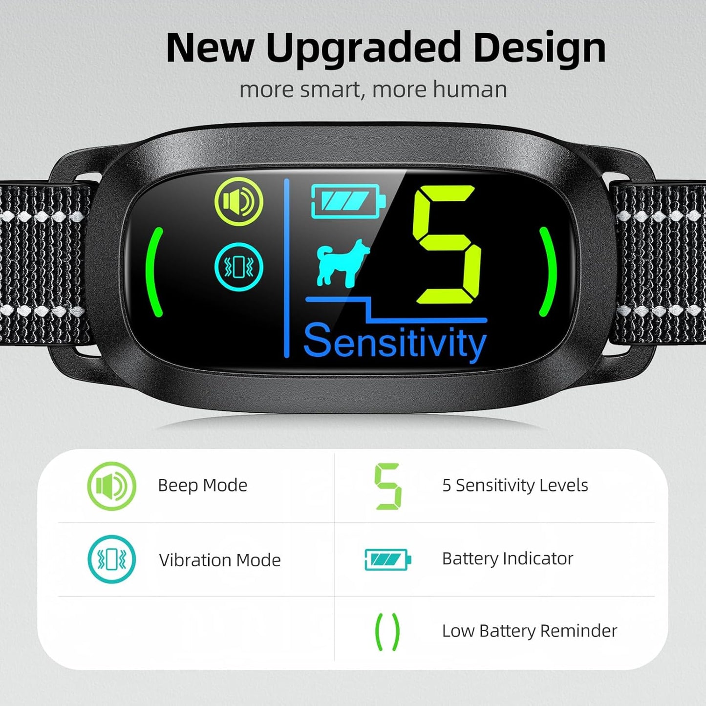 HOTFAFAFROG Dog Bark Collar, Rechargeable Smart Collar, Anti Barking Training Collar with 5 Adjustable Sensitivity Beep Vibration, Bark Collar for Large Medium Small Dogs (Black)