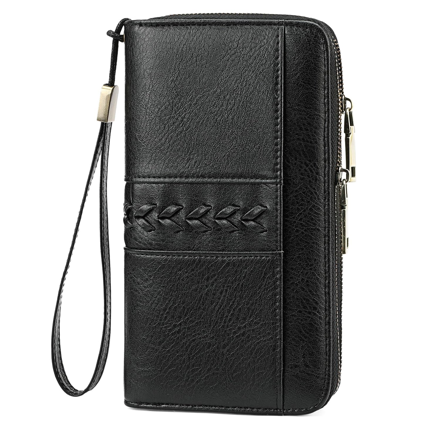 HOTFALAN MULE Wallet for Women RFID Blocking Leather Large Capacity Zip Around Ladies Card Holdr Phone Purse Wristlet