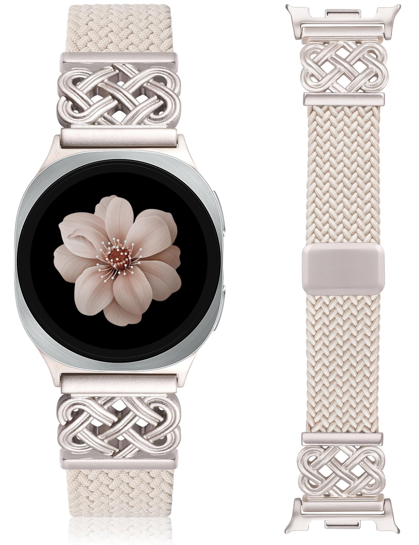 HOTBraided Magnetic Band Compatible with Samsung Galaxy Watch 8 40mm 44mm/8 Classic 46mm Women Men, Celtic Metal Stretchy Elastic Dressy Nylon Bracelet Strap, No for Galaxy Ultra/7/6/5/4/3/2/1