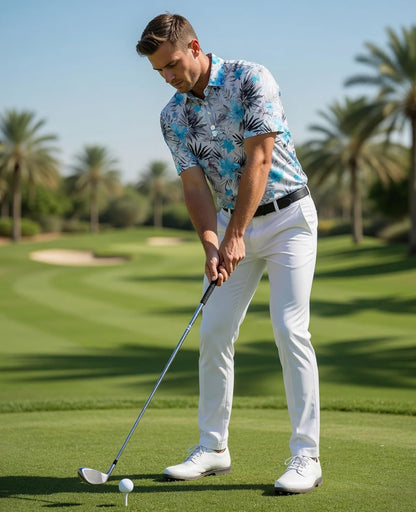 HOTHodaweisolp Golf Shirts for Men Dry Fit Print Moisture Wicking Performance Short Sleeve Polo Shirt