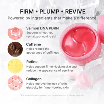 HOTmedicube Eye Patch PDRN Caffeine Collagen | Gel Eye Patches for the appearance of Dark Circles, Undereye Bags | Firming, Age-Defying Care with Retinol, Collagen | Korean Skincare | 30 Pairs